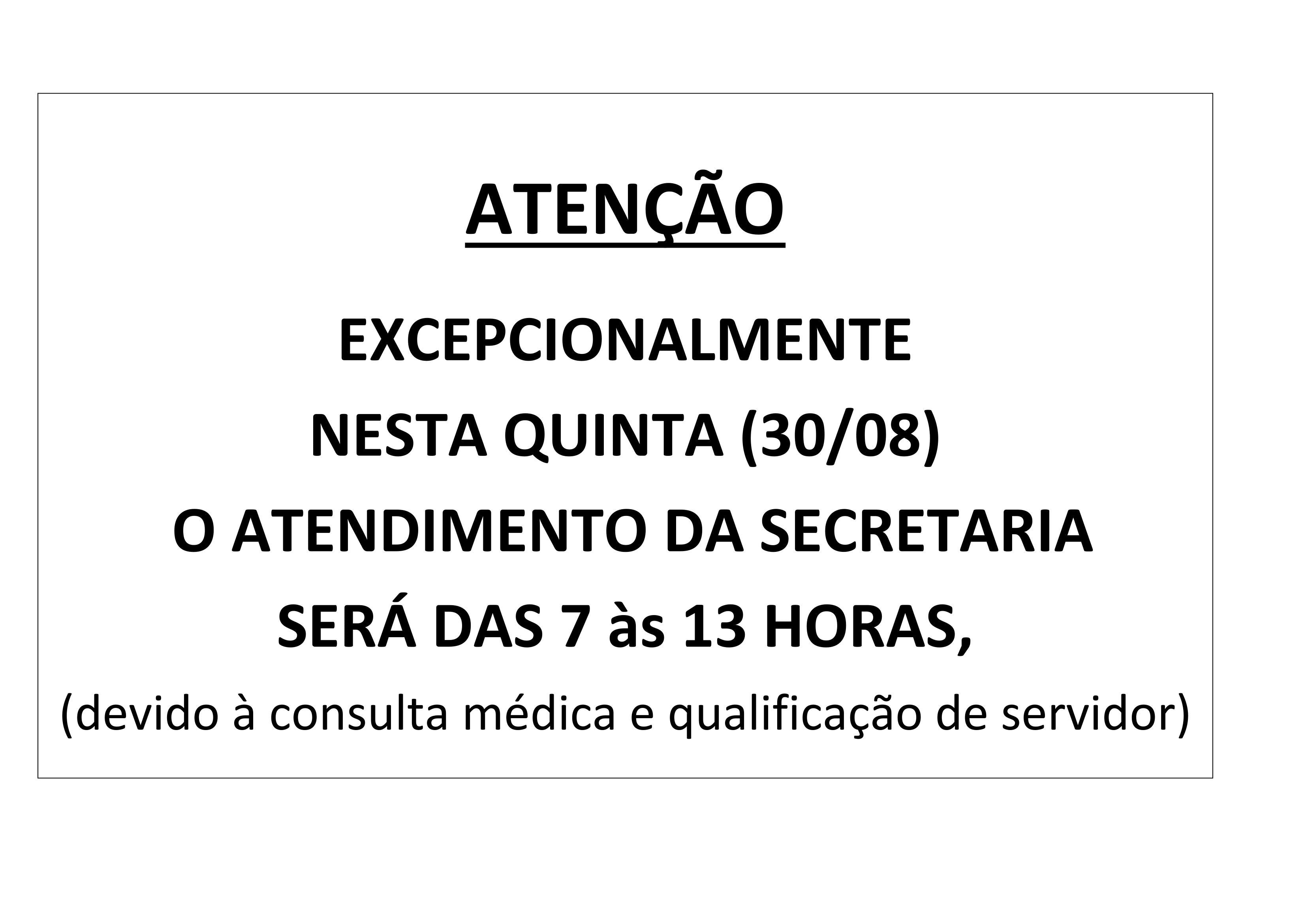 Secretaria fechada excepcionalmente 1